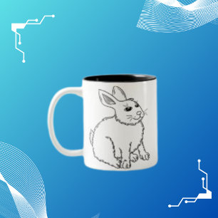 Cute Bunny Comic Rabbit  Two-Tone Coffee Mug