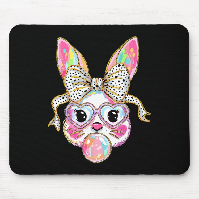 Cute Bunny Coquette Bow Easter Day Rabbit Teens Gi Mouse Pad (Front)