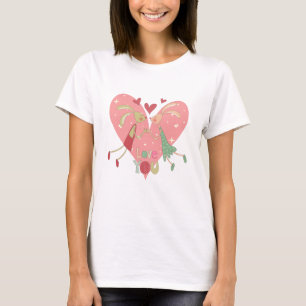 Cute Bunny Couple Love Illustration T-Shirt
