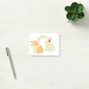 Cute Bunny Couple Love Quote - "Honey I Love You"  Post-it Notes