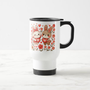 Cute Bunny Couple Valentine’s Day Travel Mug