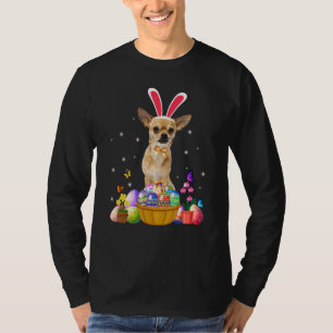 Cute Bunny Dachshund Dog With Easter Eggs Basket E T-Shirt
