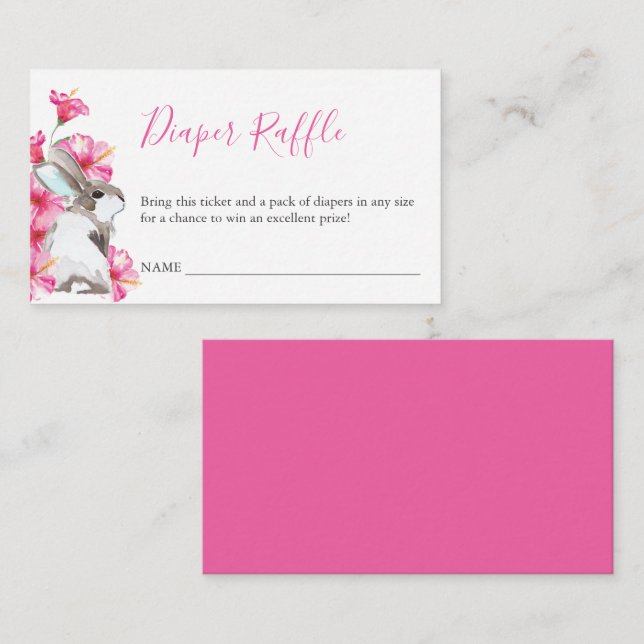 Cute Bunny Diaper Raffle Invitation Enclosure (Front/Back)