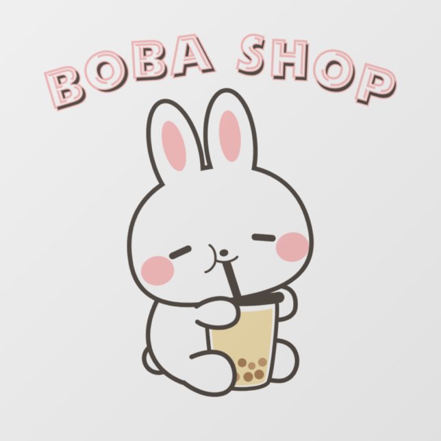  Cute Bunny drinking bubble tea, boba tea (Sheet)