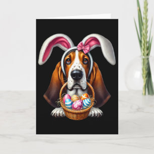 Cute Bunny Ear Bet Hound Dog Easter Eggs Owner Lov Card