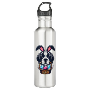 Cute Bunny Ear Saint Bernard Dog Easter Egg Owner  710 Ml Water Bottle