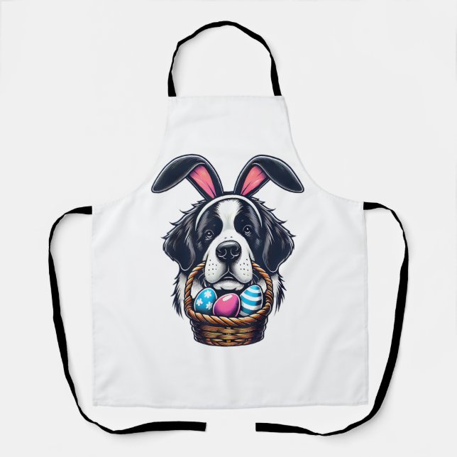 Cute Bunny Ear Saint Bernard Dog Easter Egg Owner  Apron (Front)