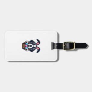 Cute Bunny Ear Saint Bernard Dog Easter Egg Owner Luggage Tag
