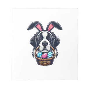 Cute Bunny Ear Saint Bernard Dog Easter Egg Owner Notepad