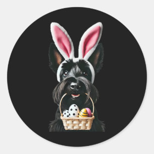 Cute Bunny Ear Scottish Terrier Dog Easter Eggs Ow Classic Round Sticker