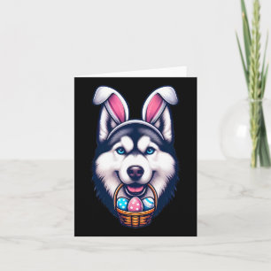 Cute Bunny Ear Siberian Husky Dog Easter Eggs Owne Card