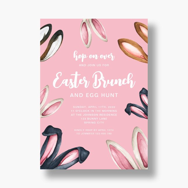 Cute Bunny Ears Easter Brunch Invitation (Cute Bunny Ears Easter Brunch Invitation)