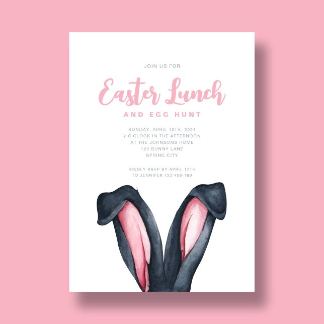 Cute Bunny Ears Easter Lunch Invitation (Cute Bunny Ears Easter Lunch Invitation)