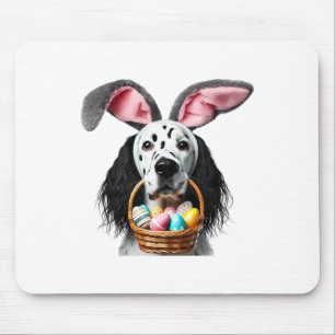 Cute Bunny Ears English Setter Dog Easter Egg Hunt Mouse Pad