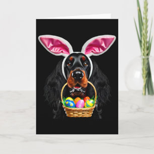 Cute Bunny Ears Gordon Setter Dog Easter Egg Hunt  Card