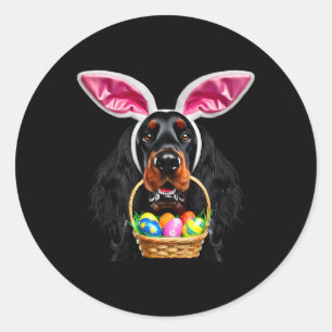 Cute Bunny Ears Gordon Setter Dog Easter Egg Hunt  Classic Round Sticker