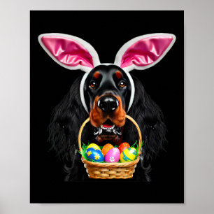 Cute Bunny Ears Gordon Setter Dog Easter Egg Hunt Poster