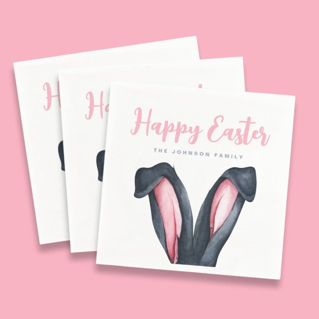 Cute Bunny Ears Happy Easter Napkin (Creator Uploaded)