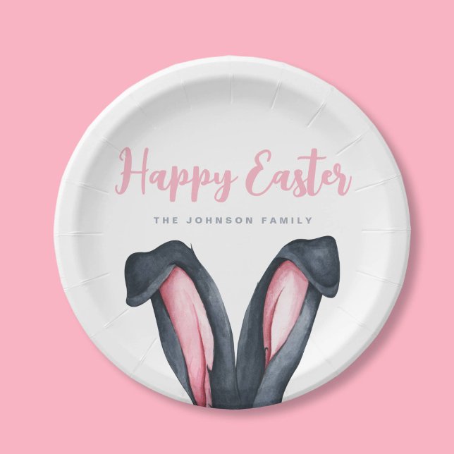Cute Bunny Ears Happy Easter Paper Plate (Cute Bunny Ears Happy Easter Paper Plates)