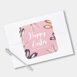 Cute Bunny Ears Happy Easter Square Sticker