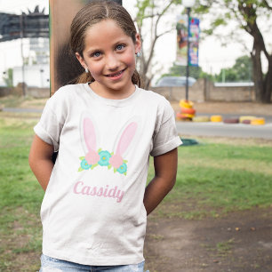 Cute Bunny Ears Tiara Easter Personalised Girls T-Shirt