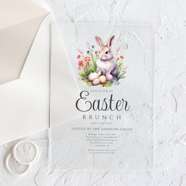 Cute Bunny Easter Brunch And Egg Hunt Acrylic Invitations (Cute Bunny Easter Brunch And Egg Hunt Acrylic Invitations)