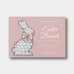 Cute Bunny Easter Brunch Egg Hunt Pink Invitation