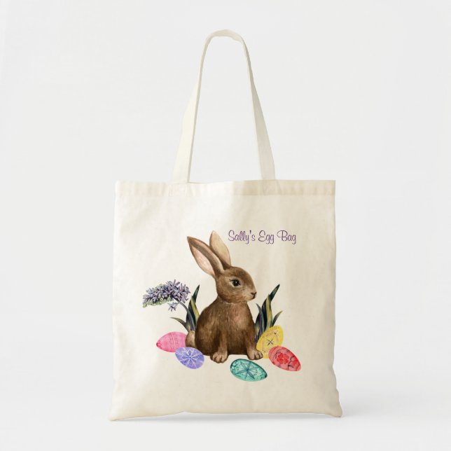Cute Bunny Easter Egg Bag - editable text (Front)