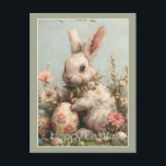 Cute Bunny Easter Eggs Floral  Holiday Postcard<br><div class="desc">Cute bunny,  Easter eggs,  and flowers.</div>