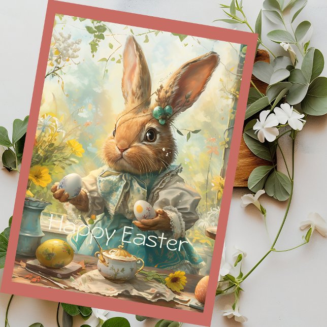 Cute Bunny Easter Eggs Holiday Card (Creator Uploaded)