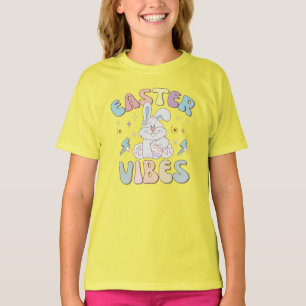 Cute Bunny Easter Vibes Pastel Spring Party Kids T-Shirt