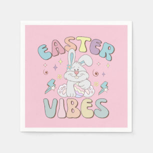 Cute Bunny Easter Vibes Pastel Spring Party  Napkin