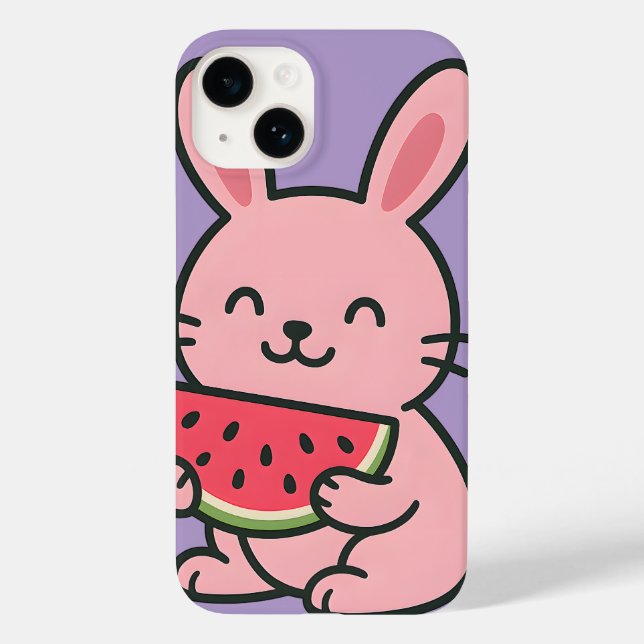 Cute Bunny Eating Carrot Phone Case | Kawaii Rabbi (Back)