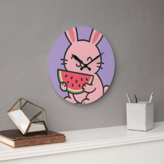 Cute Bunny Eating Carrot Wall Clock | Kawaii Rabbi