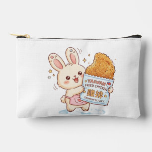 Cute Bunny Eating Taiwanese Fried Chicken Cutlet F Accessory Pouch