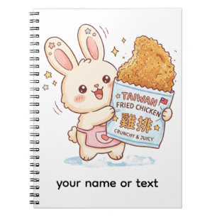 Cute Bunny Eating Taiwanese Fried Chicken Cutlet F Notebook
