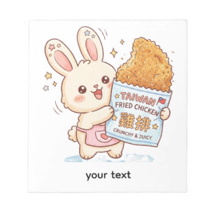 Cute Bunny Eating Taiwanese Fried Chicken Cutlet F Notepad