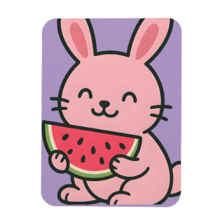 Cute Bunny Eating Watermelon Magnet