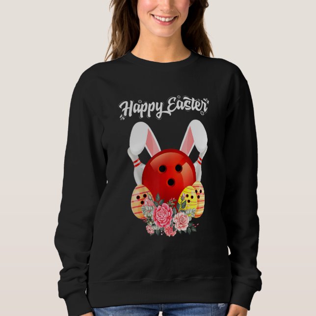 Cute Bunny Egg Bowling Easter 2022 Rabbit Pascha B Sweatshirt (Front)
