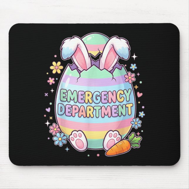 Cute Bunny Egg ER Nurse Easter Emergency Mouse Pad (Front)