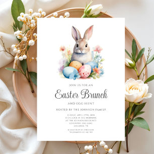 Cute Bunny Egg Hunt And Easter Brunch  Invitation