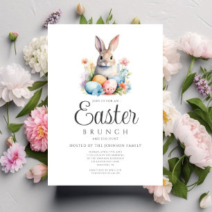 Cute Bunny Egg Hunt And Easter Brunch Invitation