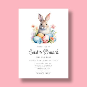 Cute Bunny Egg Hunt And Easter Brunch  Invitation
