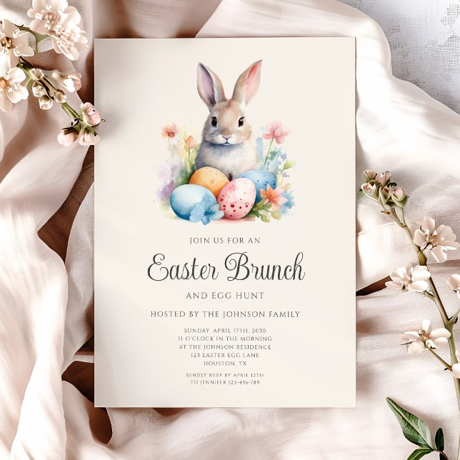 Cute Bunny Egg Hunt And Easter Brunch  Invitation (Cute Bunny Egg Hunt And Easter Brunch Invitation)