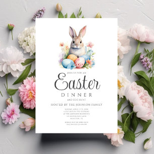 Cute Bunny Egg Hunt And Easter Dinner Invitation