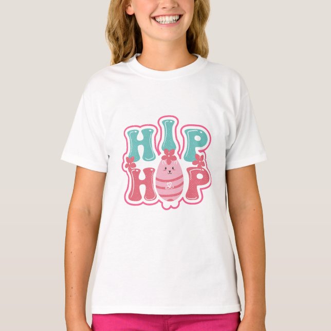 Cute Bunny Egg Hunt Hip Hop Happy Easter  T-Shirt (Front)