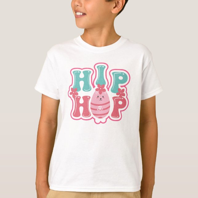Cute Bunny Egg Hunt Hip Hop Happy Easter  T-Shirt (Front)