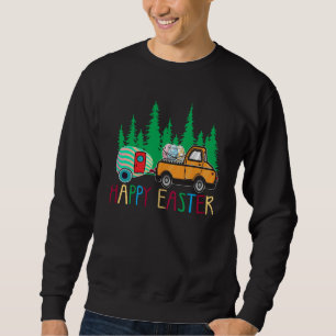 Cute Bunny Eggs Easter Camping Happy Easter Day Ca Sweatshirt