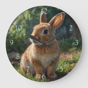 Cute Bunny English cottage garden Easter  Large Clock