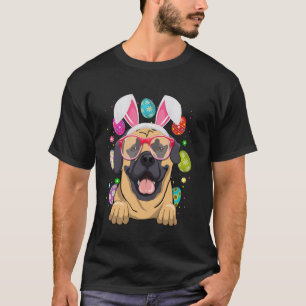 Cute Bunny English Mastiff Dog Face Easter Eggs Ea T-Shirt